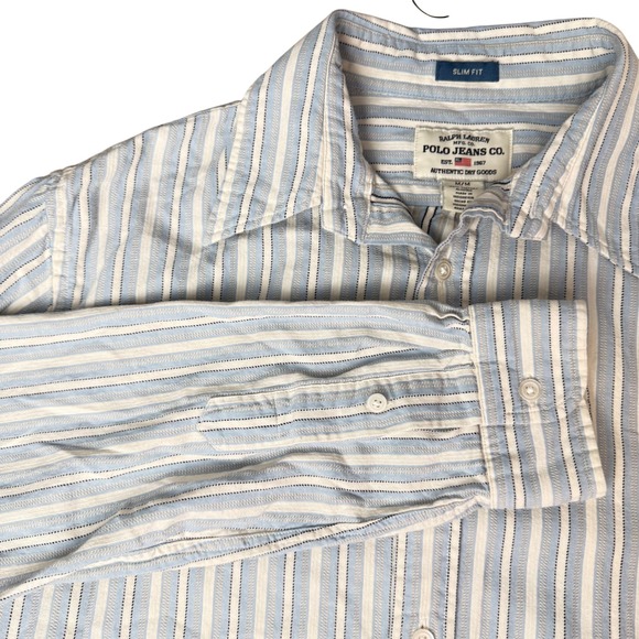 Polo Jeans Co. Ralph Lauren Other - Polo Jeans Co Ralph Lauren Button Down Mens Medium Blue Stripe Slim Fit